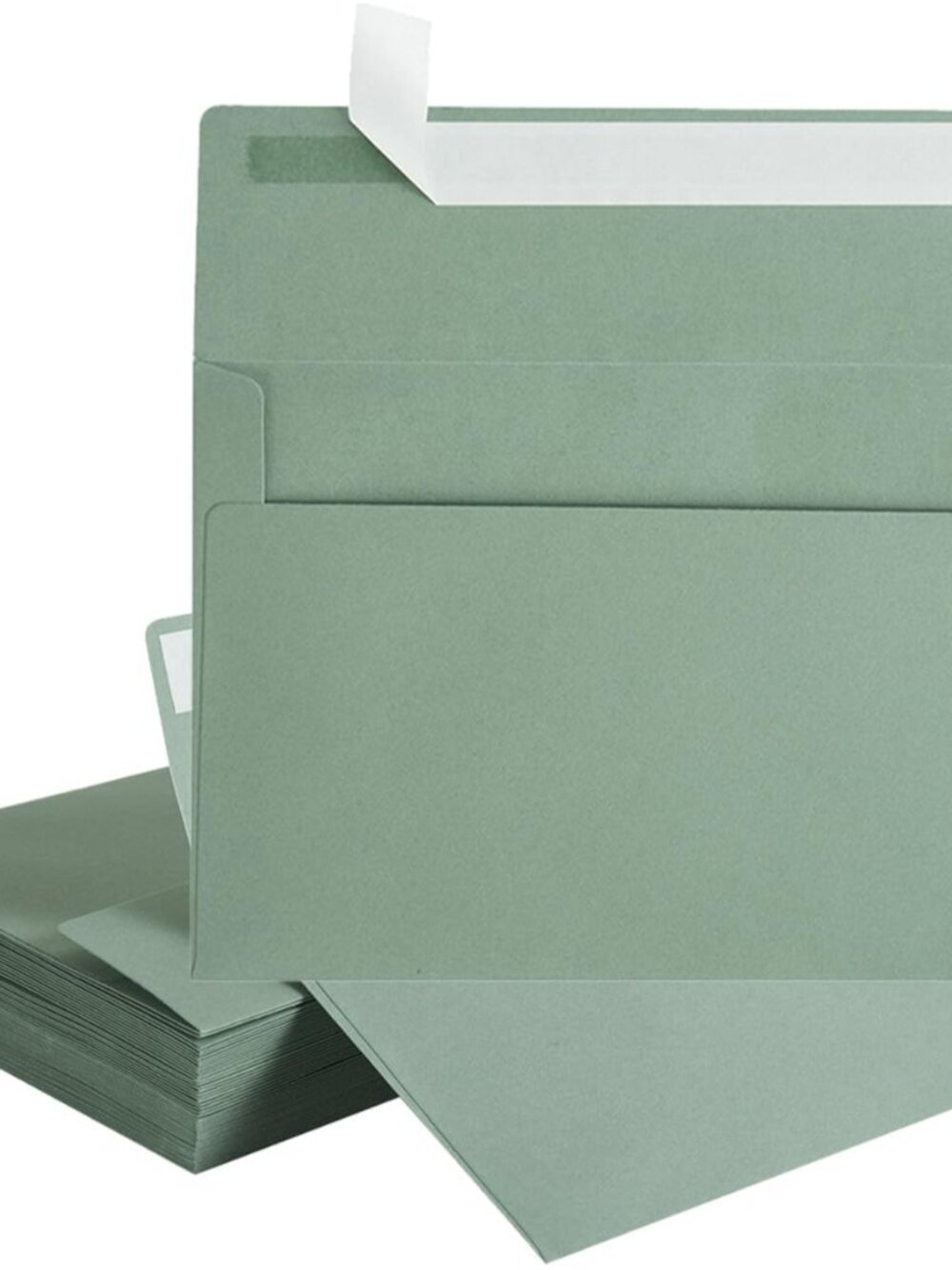 50 Pack 5 x 7 Envelopes A7 Self Seal, 5.24 x 7.21 Inches, Sage Green